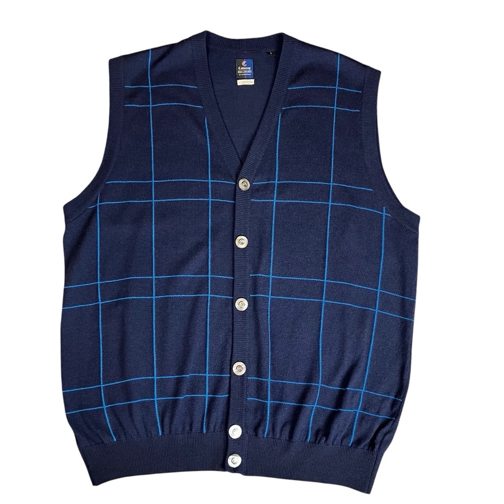 Callaway Golf Apparel By Nordstrom Knit Vest Men's Large Navy Italian Merino